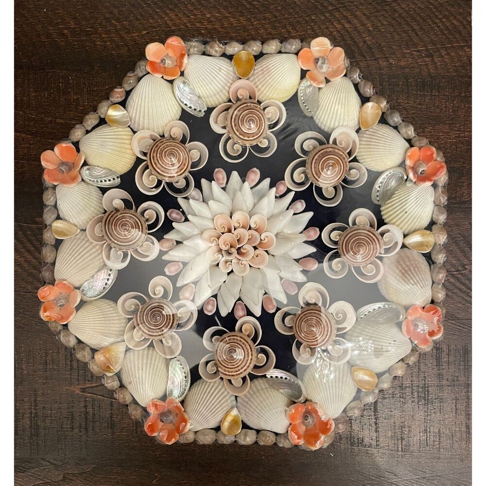 Handcrafted Seashell Frame – Floral Mandala Design – Coastal Boho Décor 12x12
